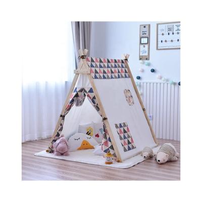 China Cheap Outdoor and Indoor Wooden Entertainment Teepee Tent Raising Indian High Quality Indoor Kids Camping Cotton Canvas Play A View Tent White for sale