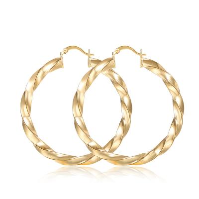 China 2021 Women's Fashion Big Circle 18K Gold Twisted Big Circle Statement Earrings Round Circle Earrings for sale