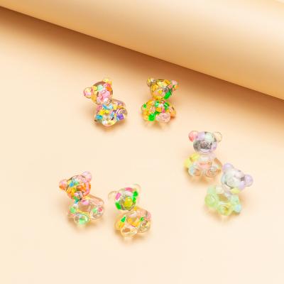 China FASHIONABLE Cute Candy Color Girls Gummy Bear Earrings Set Fashion Jewelry Stud Earrings Bear for sale