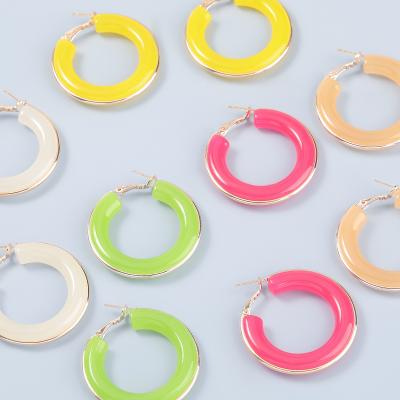 China Women TRENDY Jewelry Circle Alloy Acetic Acid Color Candy Girls Fashion ins Acrylic Huggie Earrings for sale