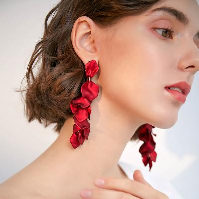 China Fashion TRENDY Multi Romance Jewelry Flower Earring Tassel Layer Enamel Artificial Flower Earrings For Women 2021 for sale