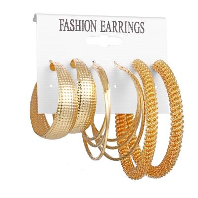 China 2021 Fashion TRENDY Gold Plated Big Big Round Hoop Earrings Women Statement Earrings Sets Jewelry for sale