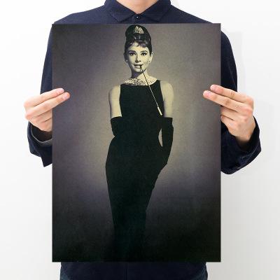 China Vintage Factory Supply Retro Wrapping Audrey Hepburn Vintage Paper Ornament Movie Posters Poster Wall Stickers for sale