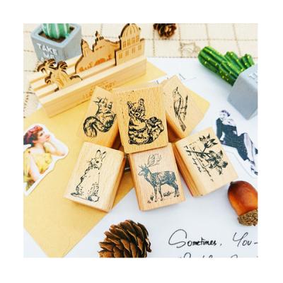 China Forest World Cute DIY Wooden Rubber Stamps Eco-Friendly Diary Scrapbooking Stamps Set for sale