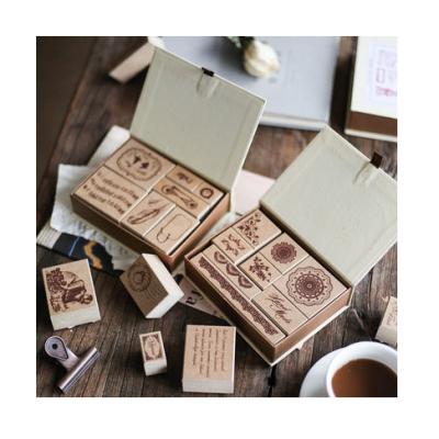 China Creative Eco-friendly DIY Seal Modeling Wooden Rubber Stamps For Stationery Scrapbooking Scrapbooking Standard Stamp for sale