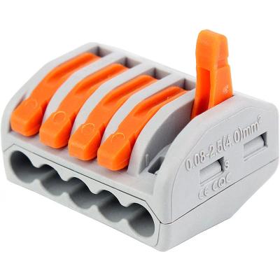 China Compact Power Universal Wire Wiring 5 Pin Connector Conductor Terminal Block 0.08-2.5mm2 Lever for sale