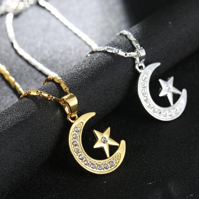 China MNK-017 Women Gold Jewelry Moon And Star Initial Moon And Star Pendant Necklace For Best Friend for sale