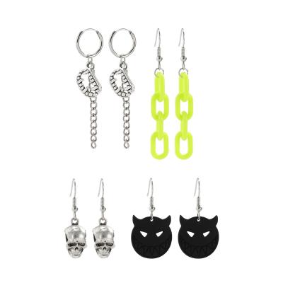 China 2021 New Design ER-682 2021 New Design Skull Halloween Hip Hop Gothic Punk Earrings Funny Head Punk Earrings Set In Stock for sale