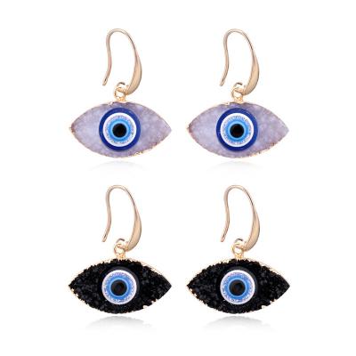 China Vintage ER-680 Luxury Jewelry Women Dangling Evil Blue Eye Earring 2021 Trendy Druzy Gemstone Earring for sale