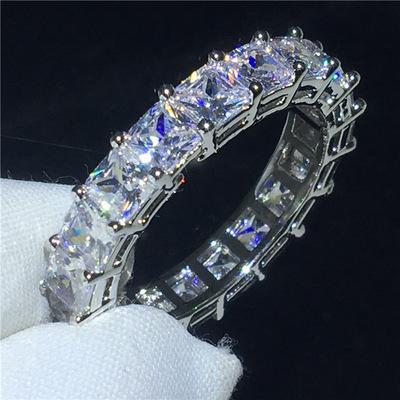 China Romantic Shining CZ Ring Eternity Engagement Wedding Band Cocktail Rings R-515 Crystal Full Diamond Ring Cubic Zirconia For Women for sale