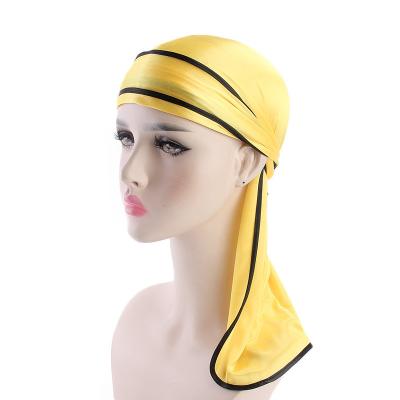 China New Amazon Hot Sale High Quality Custom Long Tail Pirate Hat Low MOQ Logo Wholesale Satin Silky Image Durags T-307 2021 for sale