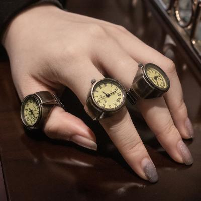 China Gender: Steampunk 0's Y2K Unisex Finger Ring Watch Dial Quartz Analog Elastic Mini Ring Watch Band Elastic Waterproof Band for sale