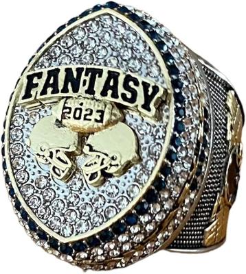 China Massive Hiphop 2023 Fantasy Football Championship Trophy Ring | Silver Gold Tone Plated Award for Fantasy Football League Winner for sale