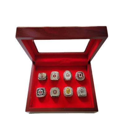 China Handmade Wooden Champion Ring Display Box, High-grade Champion Ring 9 Hole Wooden Box Ring Box Packaging for sale