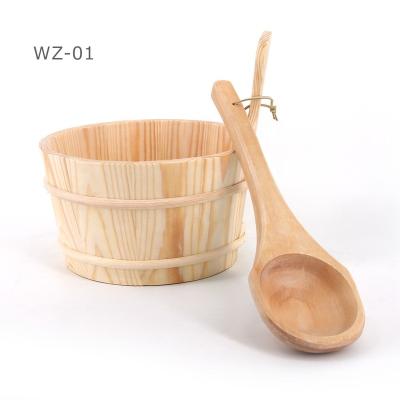 China Traditional Wooden Sauna Bucket And Scoop Dry Sauna Accessories For Sauna Room for sale