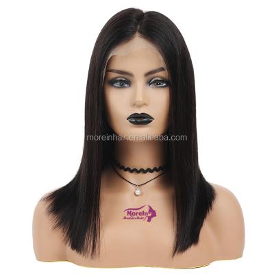 China Women's Hair 100% Virgin Human Hair Lace Part Wig Quality Short Straight Brazilian Virgin Human Hair Bob Weft Side Part Straight Hair For Black Women for sale