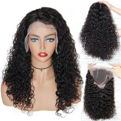 China Morein 100% Human Hair Shedding Virgin Brazilian Virgin Hair Seller Not Wholesale 100% Natural Virgin Water Wave Lace Front Wigs For Black Women for sale