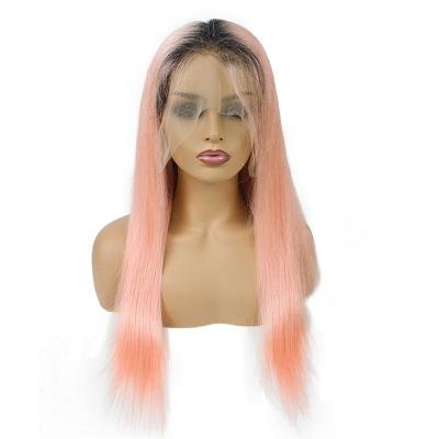 China Morein100% Human Hair Ombre Straight Human Hair Virgin Peruvian Pink Colored Full Lace Wigs for sale