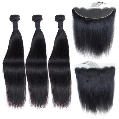 China Morein Handmade Weft Mink Bundles Wholesale Sellers Cuticle Aligned Raw Closure With 4 Bundles Virgin Straight Unprocessed Human Hair for sale