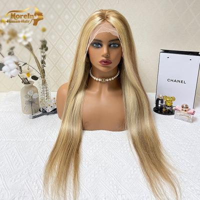 China 100% Wig, 13*6 Silky Straight Wave Custom Human Hair Virgin Straight Hair Highlight Lace Front Raw Wig, Accented Wig for sale