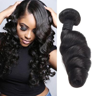 China Handmade Weft Cuticle Loose Wave Aligned Bundles Brazilian Hair Weave Bundles Remy Hair Extensions Natural Black 1/3/4 PCS Hair Bundles for sale