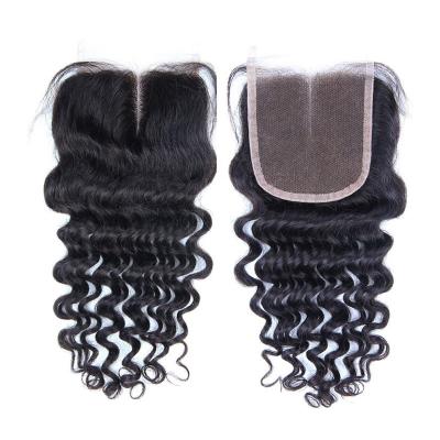 China No Wave 4*4 5x5 13*4 13*6 Deep Curly Peruvian Brazilian Hair Bundles Hd Lace Closure Brown Sheer Shedding Headband for sale