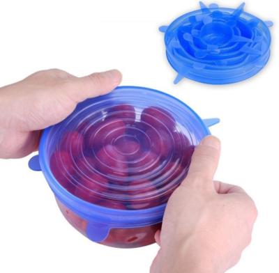 China Home European Standard Set of 6 Pieces Silicone Crisper Cover with Round Sealing Set for sale