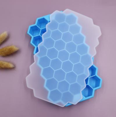 China Home platinum silica gel honeycomb ice tray with cover small square silica gel ice tray silica gel ice maker for sale