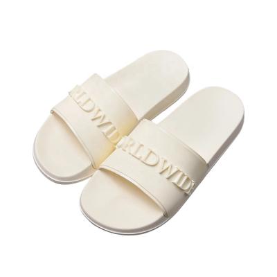 China Custom Wholesale Women's PVC Beach Slippers 3d Logo Printing Slides Rubber Plain Logo Slide Sandals Summer White Fashion Trend For Men for sale