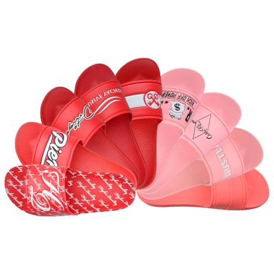 China OEM Flat Logo Letter Printed Slides Slippers Custom Made WomenColor Unisex Summer Beach Casual Embossed Slippers Sandals for sale