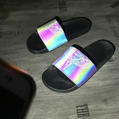 China Popular Fashion Trend Style Flat Printing Custom Logo Flip Flop Slides Laser Top Women Designer Sandals Men Slipper for sale