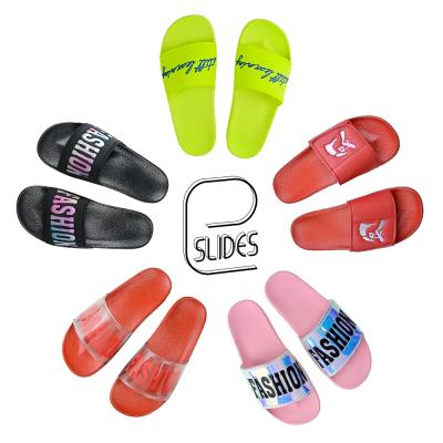 China Fashion Trend Custom Women Slides Sandals With Logo Flat Beach Slippers For Men Designer Slides Custom Logo Unisex for sale