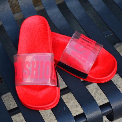 China Ladies Designer Fashion Trend Fashion Trend Slippers Flat Printing PVC Clear Slide Custom Logo Flip Flop Platform Custom Slippers for sale