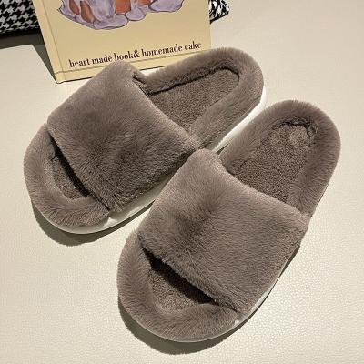 China CUSHIONING Designer House Slippers Shoes Slippers for Women's Faux Bunny Plush Fur Indoor Plush Slippers for Unisex for sale