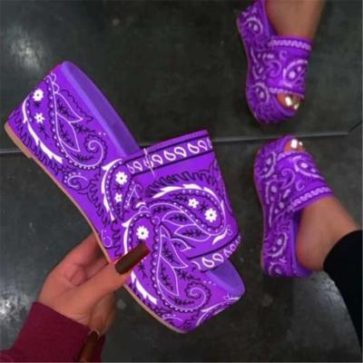 China CUSHIONING 2021 new design platform ladies sandals for women slips printed shoes to shape female sandals for sale