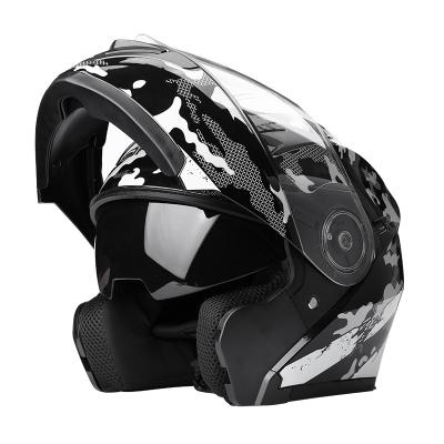 China Motorcycle Motocross Helmets DFG Flip Up Helmets Double Visor Motorcycle Intercom for sale