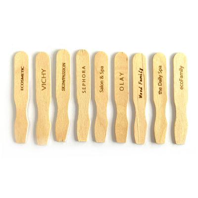 China 2.5 Inch Disposable Mini Wooden Makeup Cream Spatula Universal Disposable Waxing Applicator Eco-friendly With Logo By Laser for sale