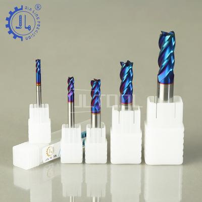 China CNC Nano Bit Blue Coat Nano End Mill 3mm 4 Flute End Mill Bit Cut Long Neck 65Hrc Stainless Steel Endmill CNC End Mill Cutting Tools YG for sale