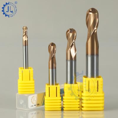 China Metal Machining 2 or 4 Flutes Ball Nose Ball Nose End Mill HRC55 Carbide Router Bit Ball Nose End Mill Cutter CNC Milling Cutter HRC55 for sale