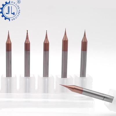 China Carbide 0.2mm end mills 0.6 mm micro end mill 02mm 3 mm ball No. 0.8mm hrc 55 end mill set long for sale