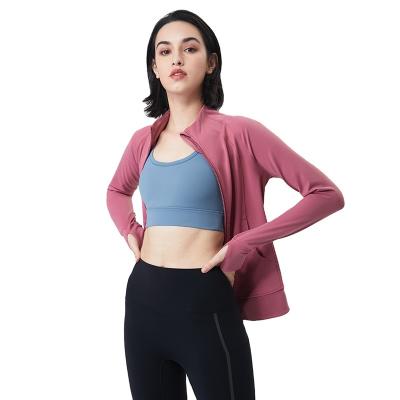 China OEM Women Yoga Top Breathable Compression Training Recycled Fabric Plus Sports Cropped Yoga Running Top Jackets for sale