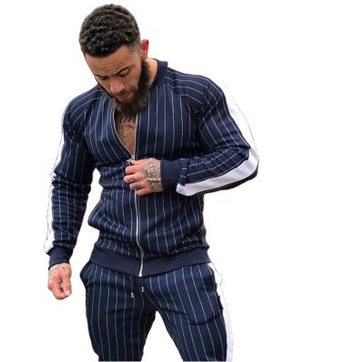 China Men's Breathable Training And Jogging Wear Polyester Spandex Striped Hooded Sweat Suits Outside Training Wear Winter Running Tracksuit For Men for sale