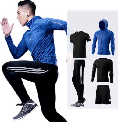 China Breathable Five-Piece Hoodie Sports Running Suit Quick-drying Sports Suit Autumn Fitness Suit Spring Summer Sportswear Casual Suit for sale