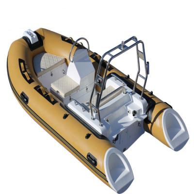 China New Design CE Certificate 4.3m Fiberglass Outboard Motor Material Popular Fiberglass Hull Remote Control Rib Boat for sale