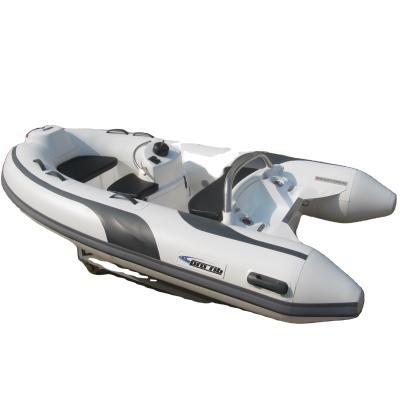 China Newest CE 45cm 110KG Fiberglass Material Durable Fiberglass Hull Inflatable Cabin Rib Fishing Boat for sale