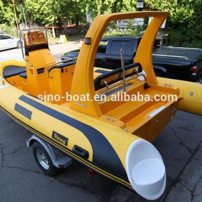 China Yellow Color PVC 5.8m PVC Rigid Fiberglass Hull Inflatable Rib Boat CE Approval (RIB580B) for sale