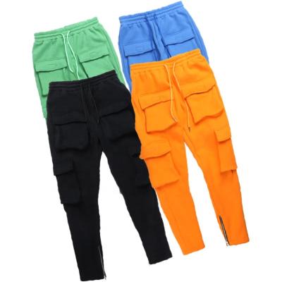 China New Anti-wrinkle street style Multi-pockets long pants men's sports sweatpants zipper slaps men's pants for sale