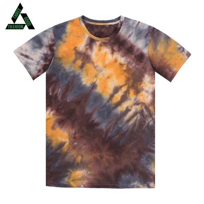 China Custom Hot Style Hip Hop Anti-Wrinkle Half Sleeve Oversized Men Contrast Tie Dye Washing T-shirt for sale