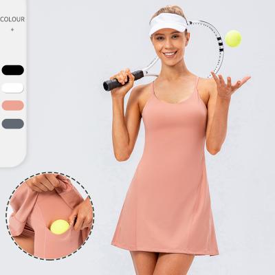 China Sets Pocket Strap With Gaiters Stretch Quick-Drying Golf Sports Skirt Pocket Anti-Light Fitness Yoga Tennis Two-Piece Skirt for sale