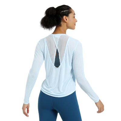 China New Light Breathable Slim Loose Women's Workout Yoga Long Sleeve Blouse Outdoor Wear Sports Tops Women's Summer for sale